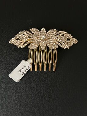 Gold Crystal Floral Hair Comb - Elegant Women's Hair Accessory
